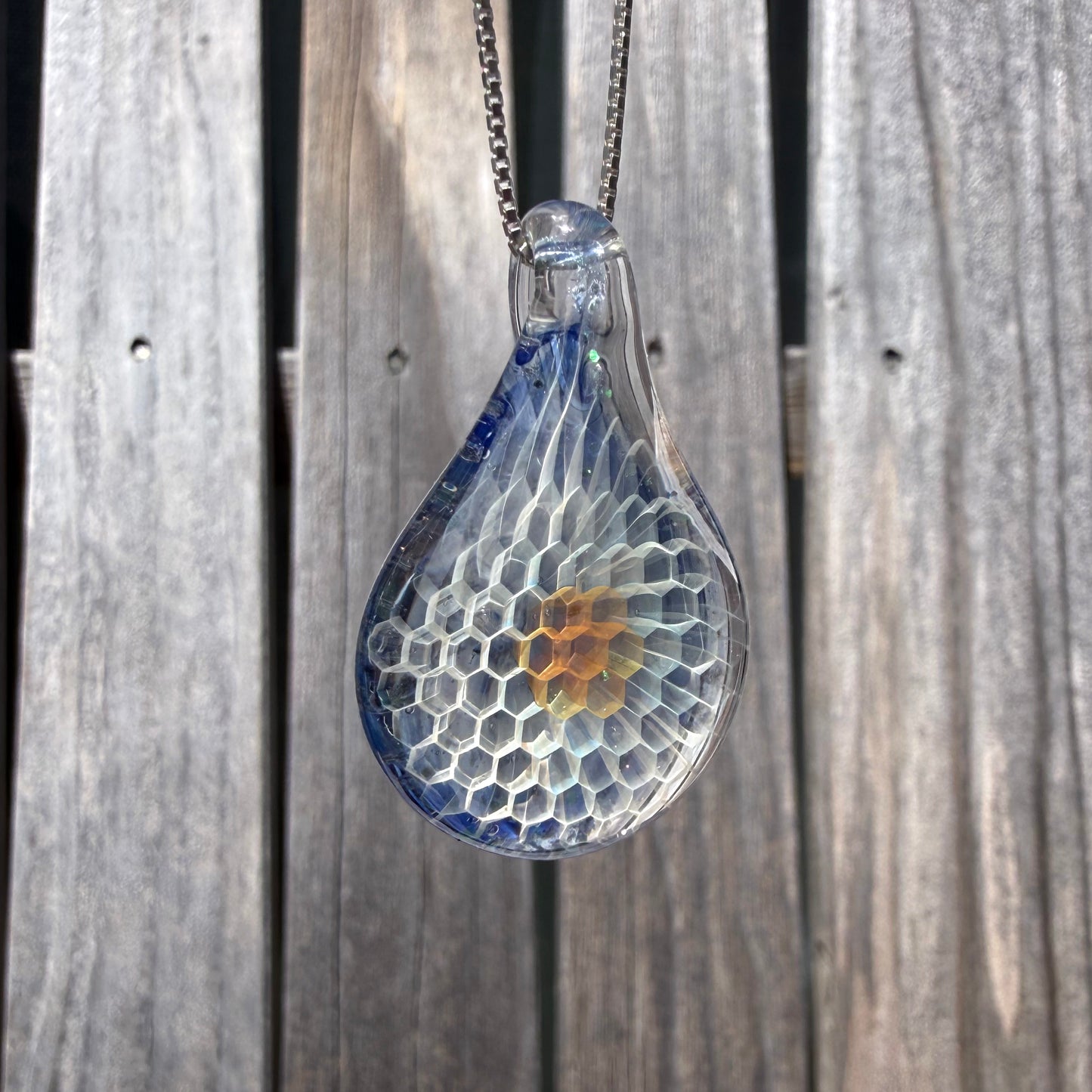 Honey Drop Pendant in Light Cobalt Blue
