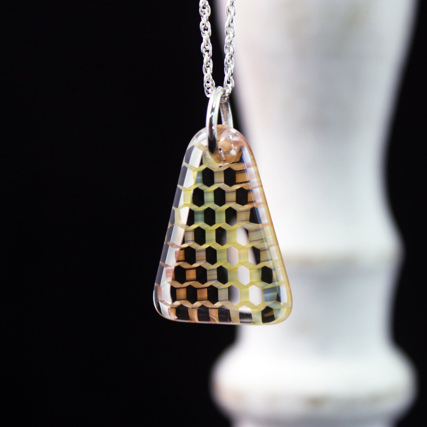 "Ephemeral" Isosceles Triangle Honeyglass Necklace