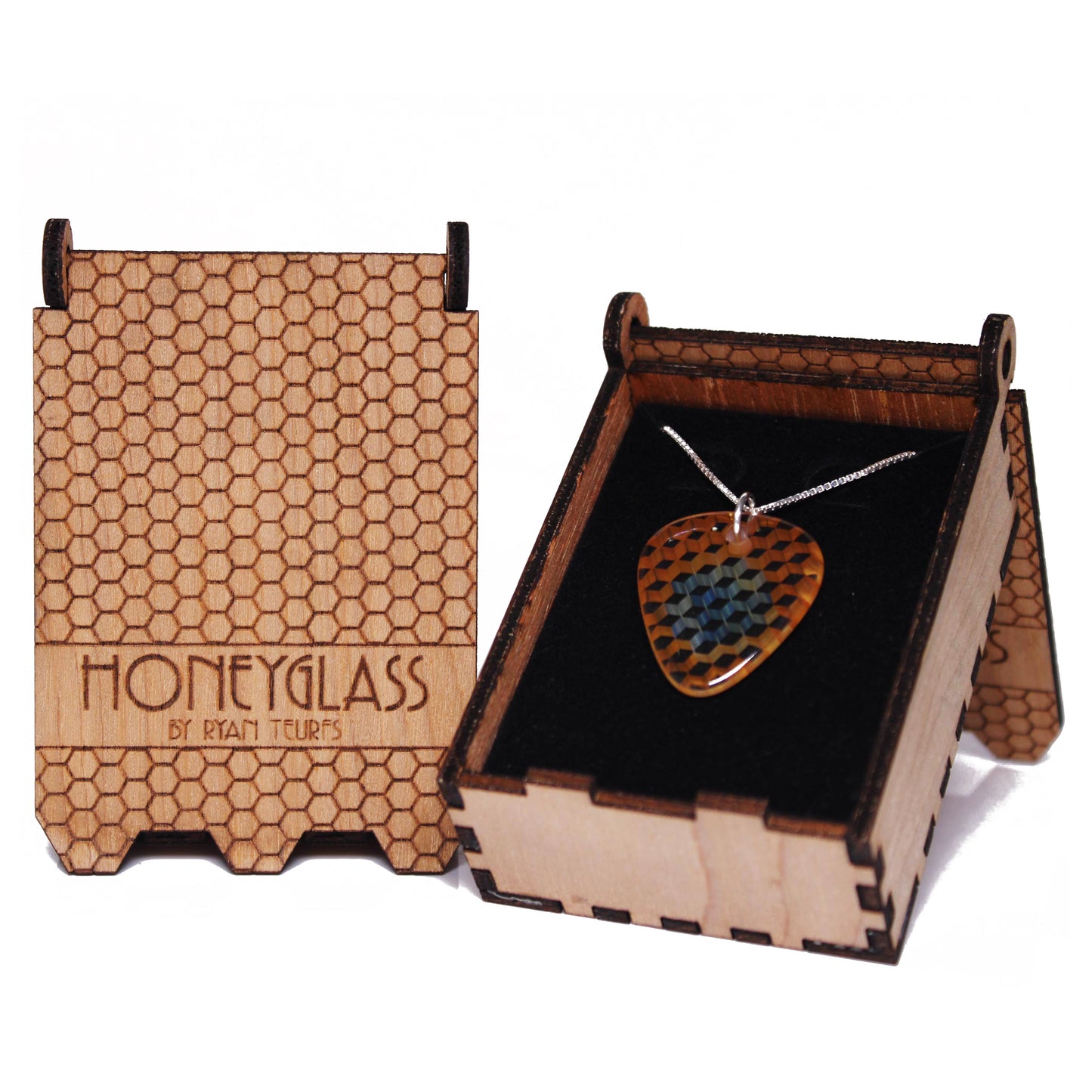 "Quasar" Guitar Pick Honeyglass Necklace