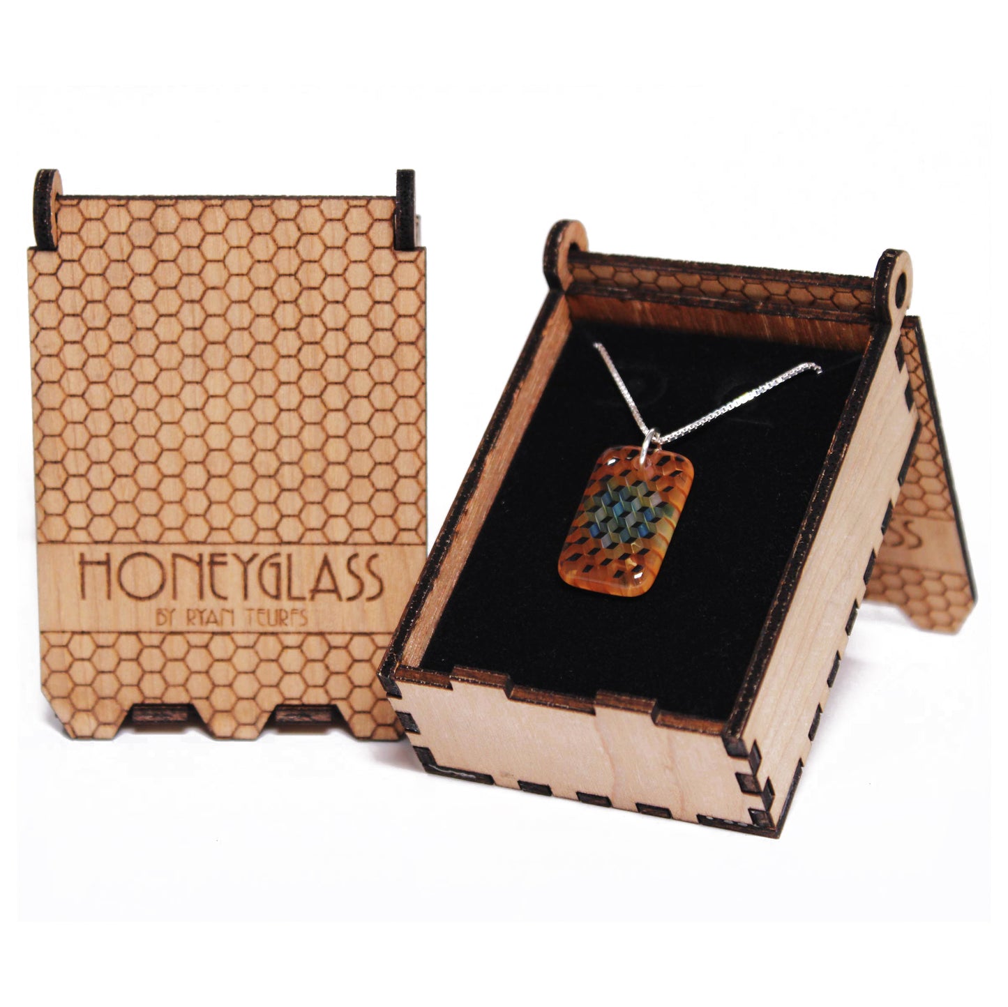 "Quasar" Rectangular Honeyglass Necklace