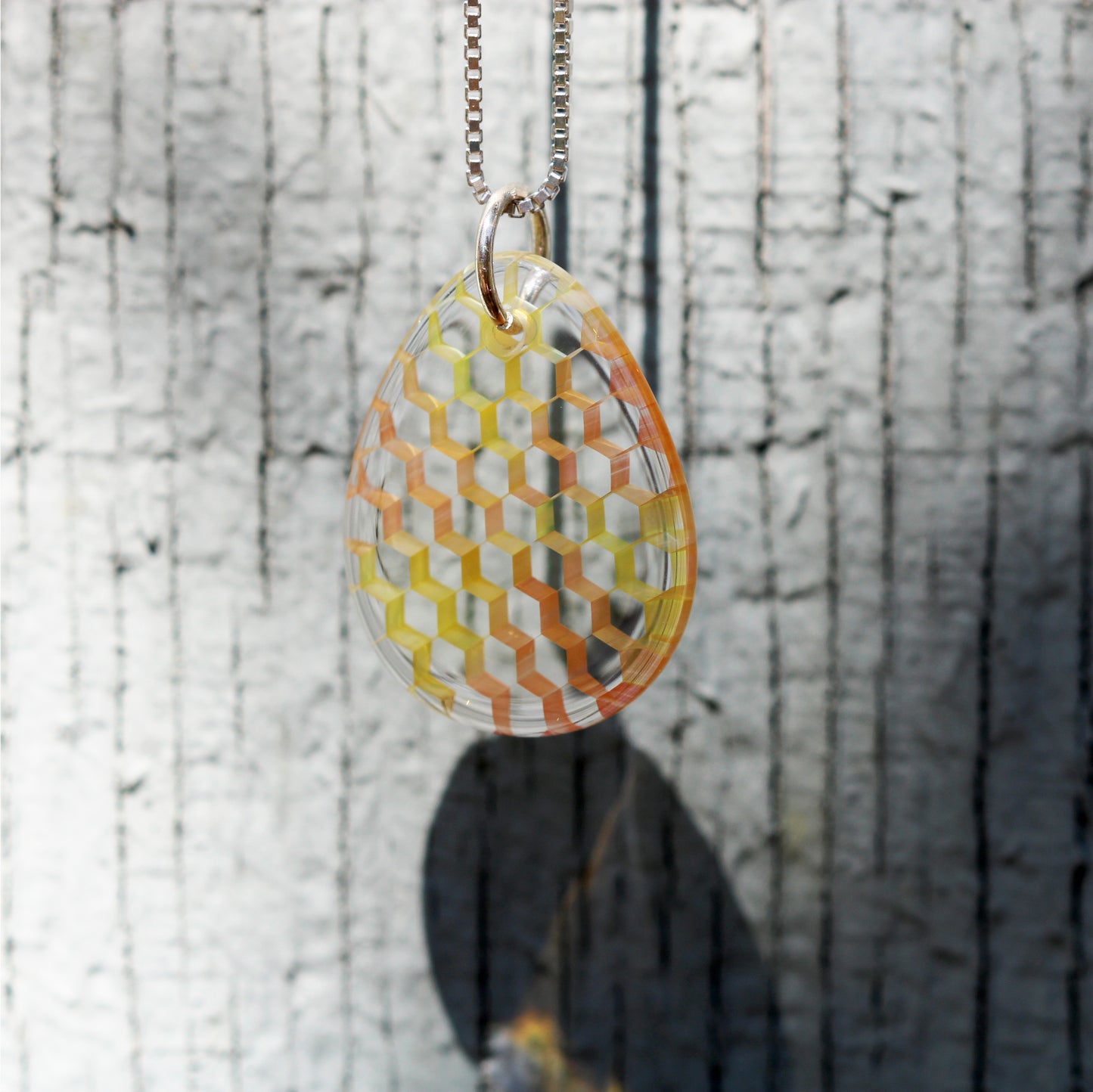 "Tessellation" Tear Drop Honeyglass Necklace