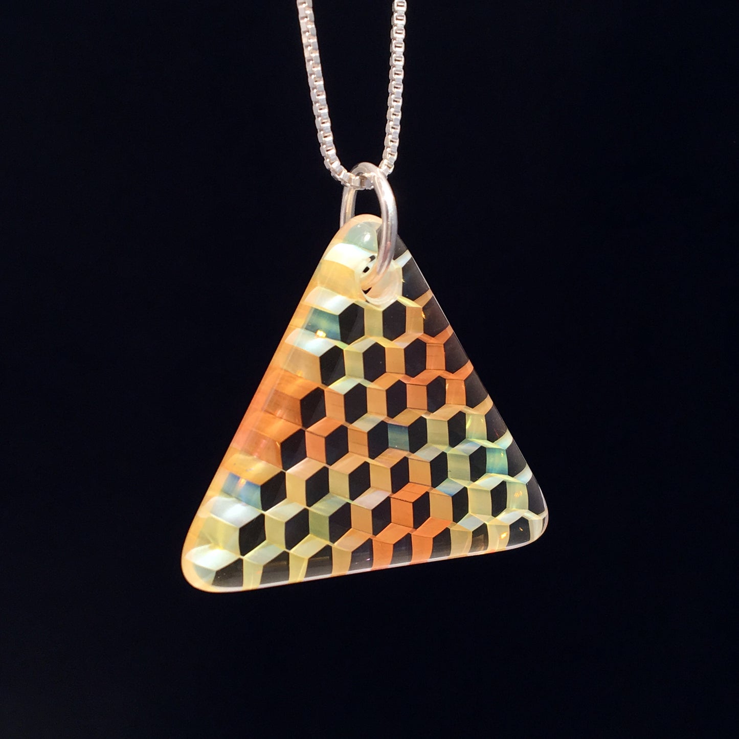 "Tessellation" Triangular Honeyglass Necklace
