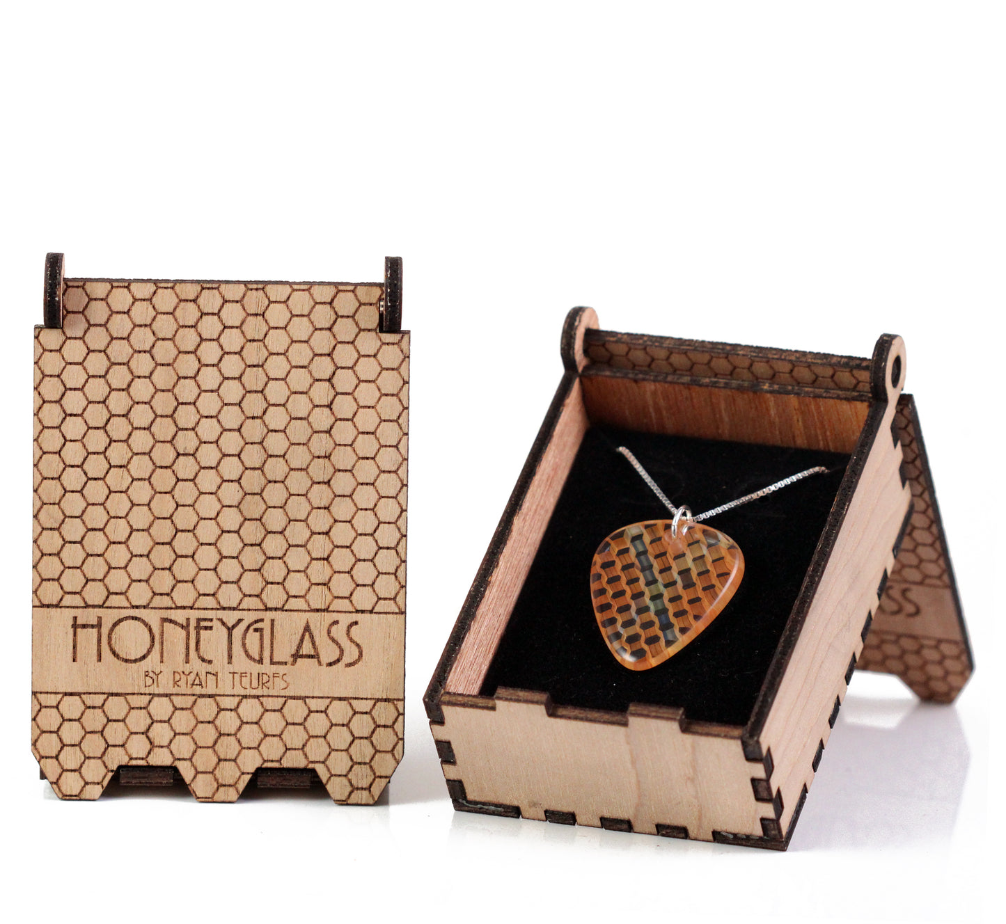 "Nexus" Guitar Pick Honeyglass Necklace