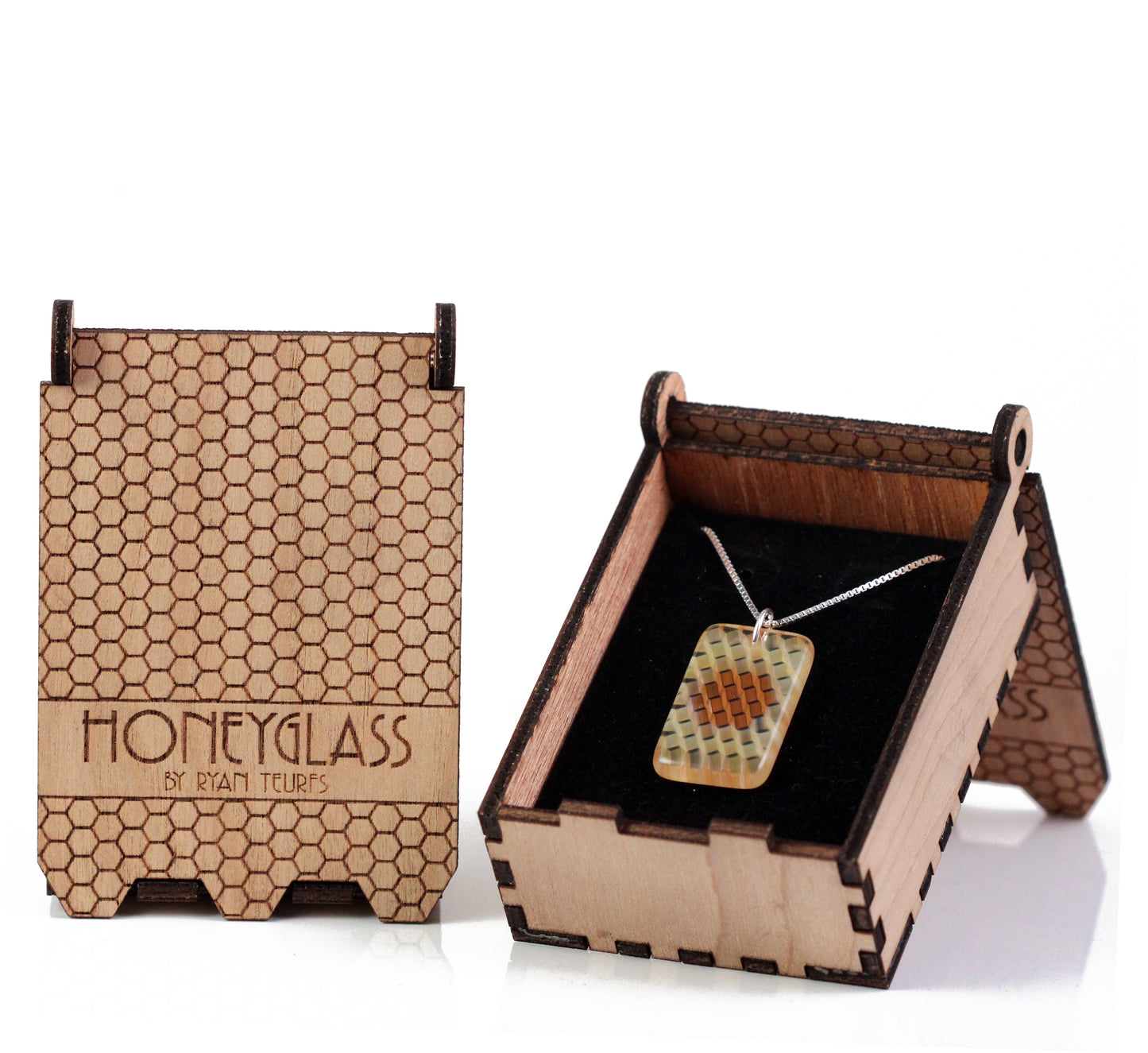"Luminescence" Rectangular Honeyglass Necklace