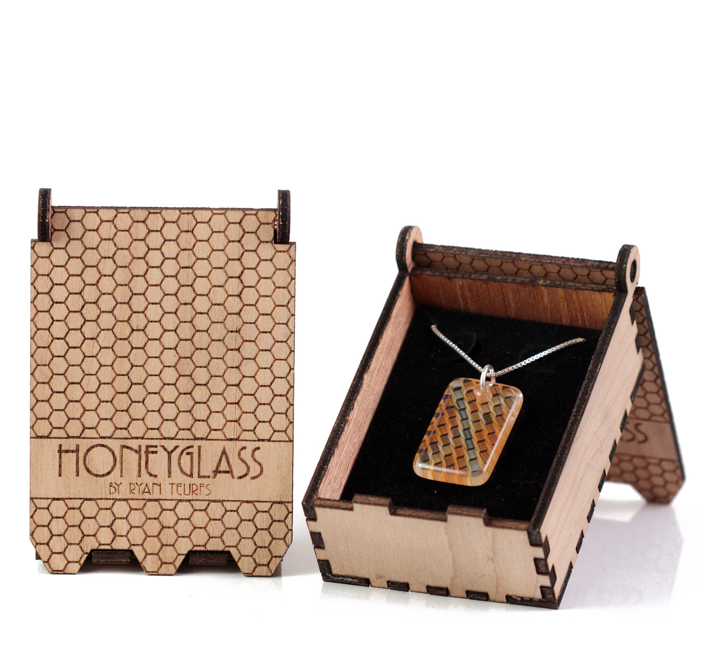 "Nexus" Rectangular Honeyglass Necklace