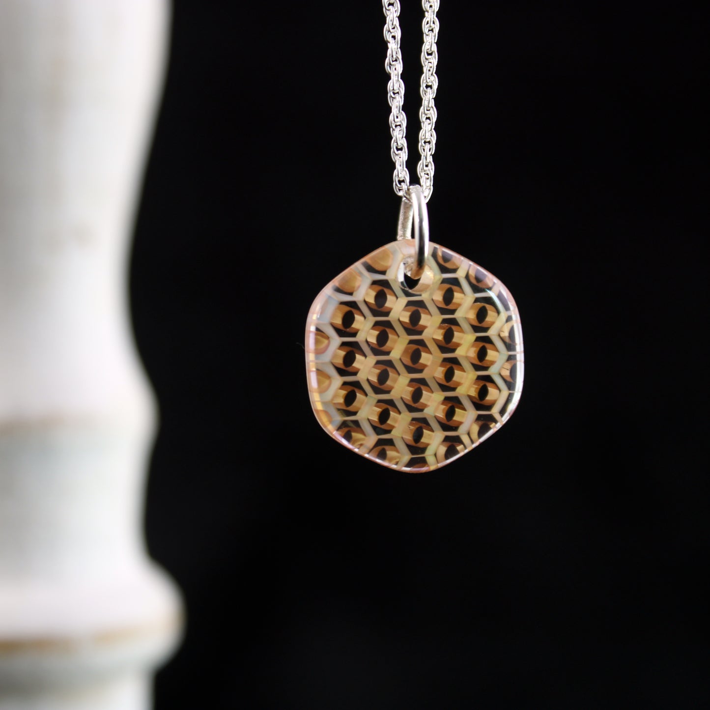 "Silhouette" Hex Honeyglass Necklace