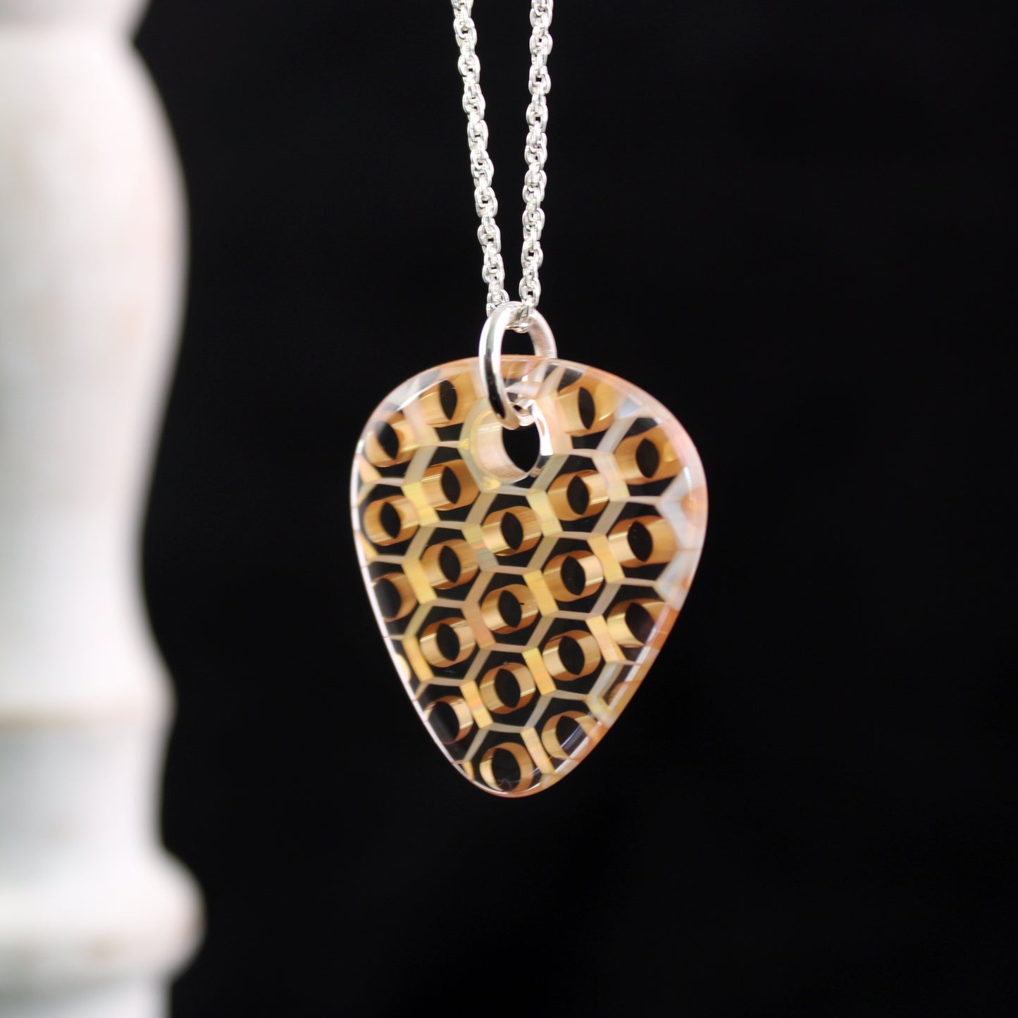 "Silhouette" Guitar Pick Honeyglass Necklace