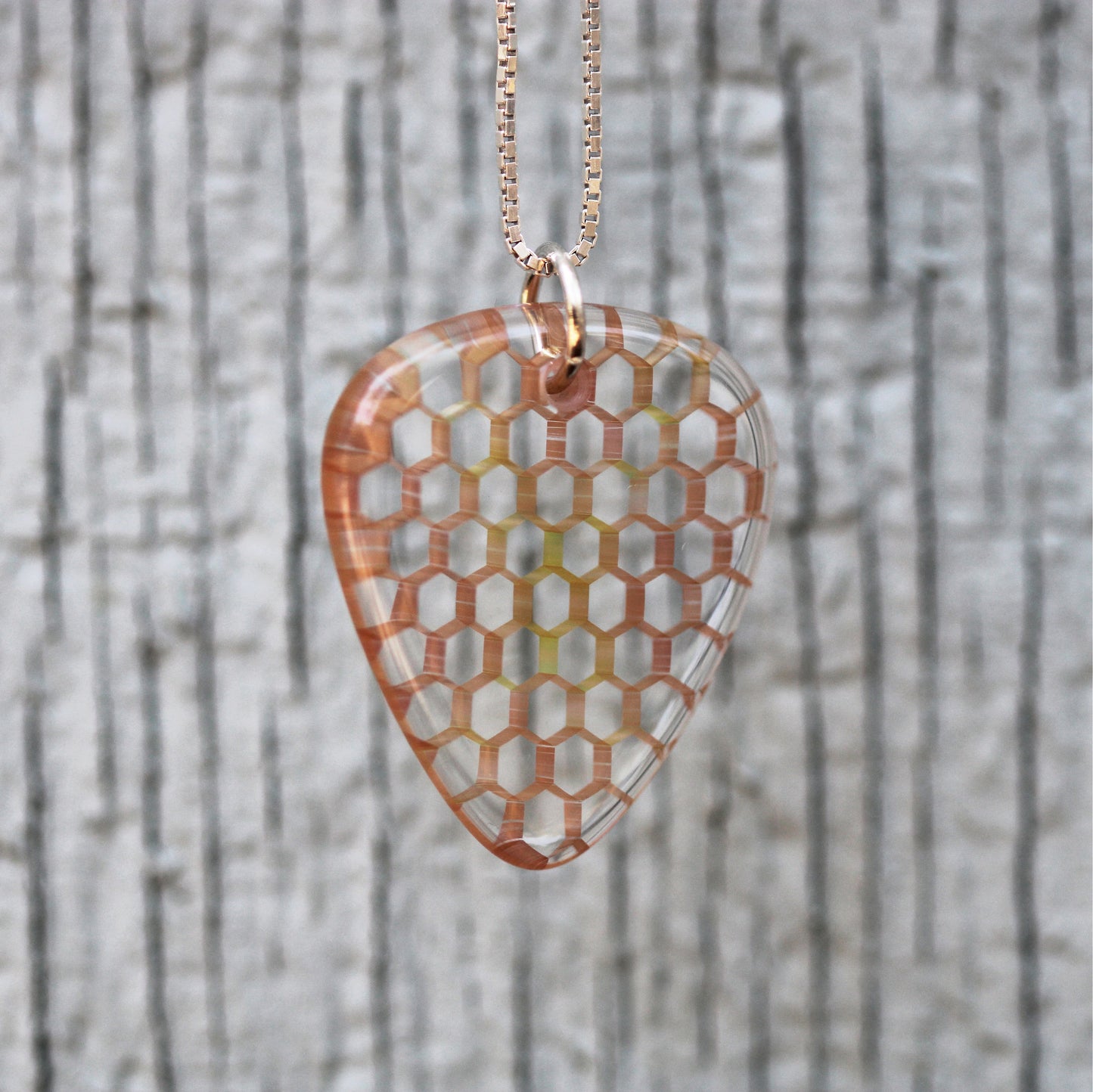 "Nexus" Guitar Pick Honeyglass Necklace