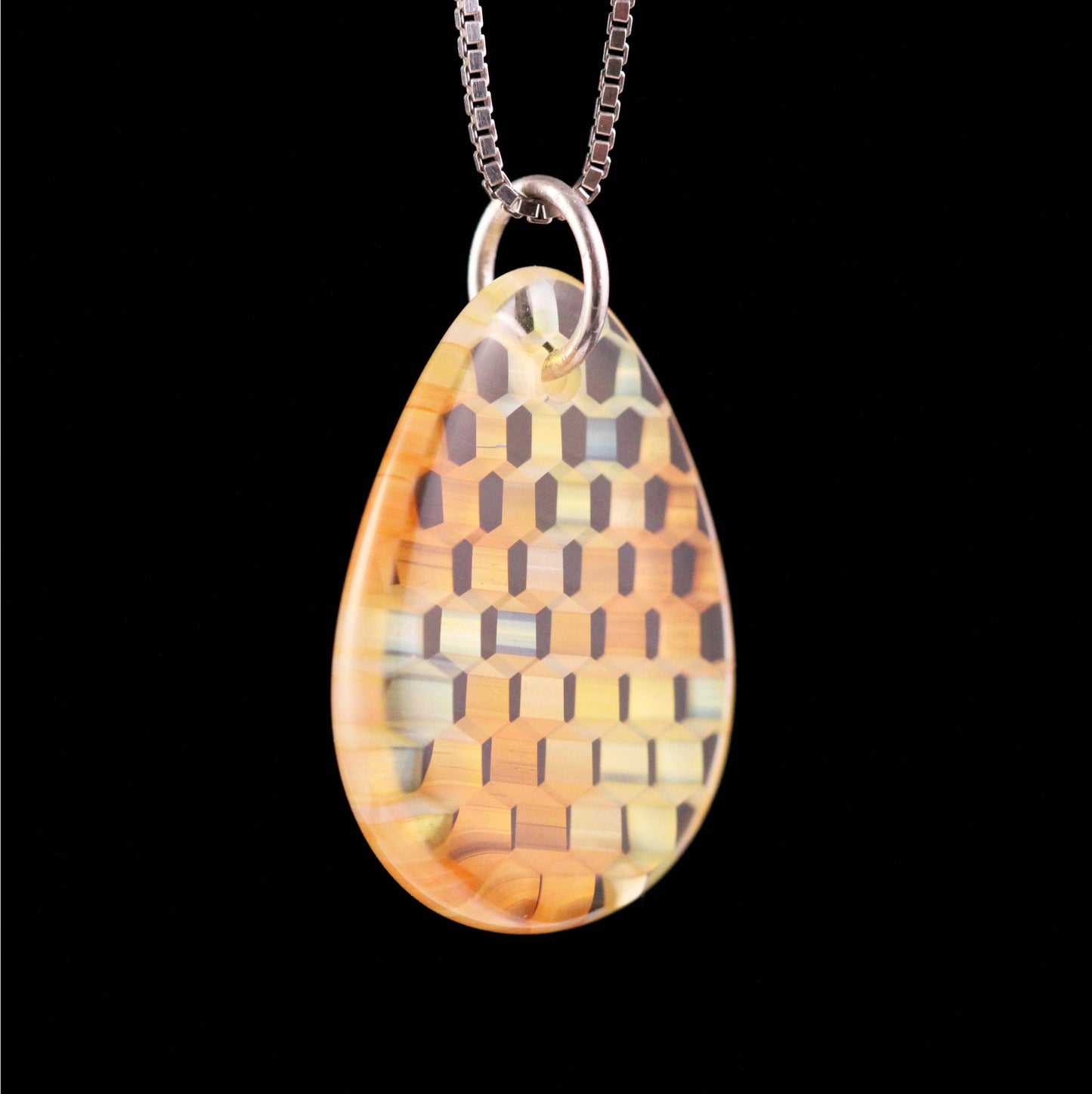 "Tessellation" Tear Drop Honeyglass Necklace