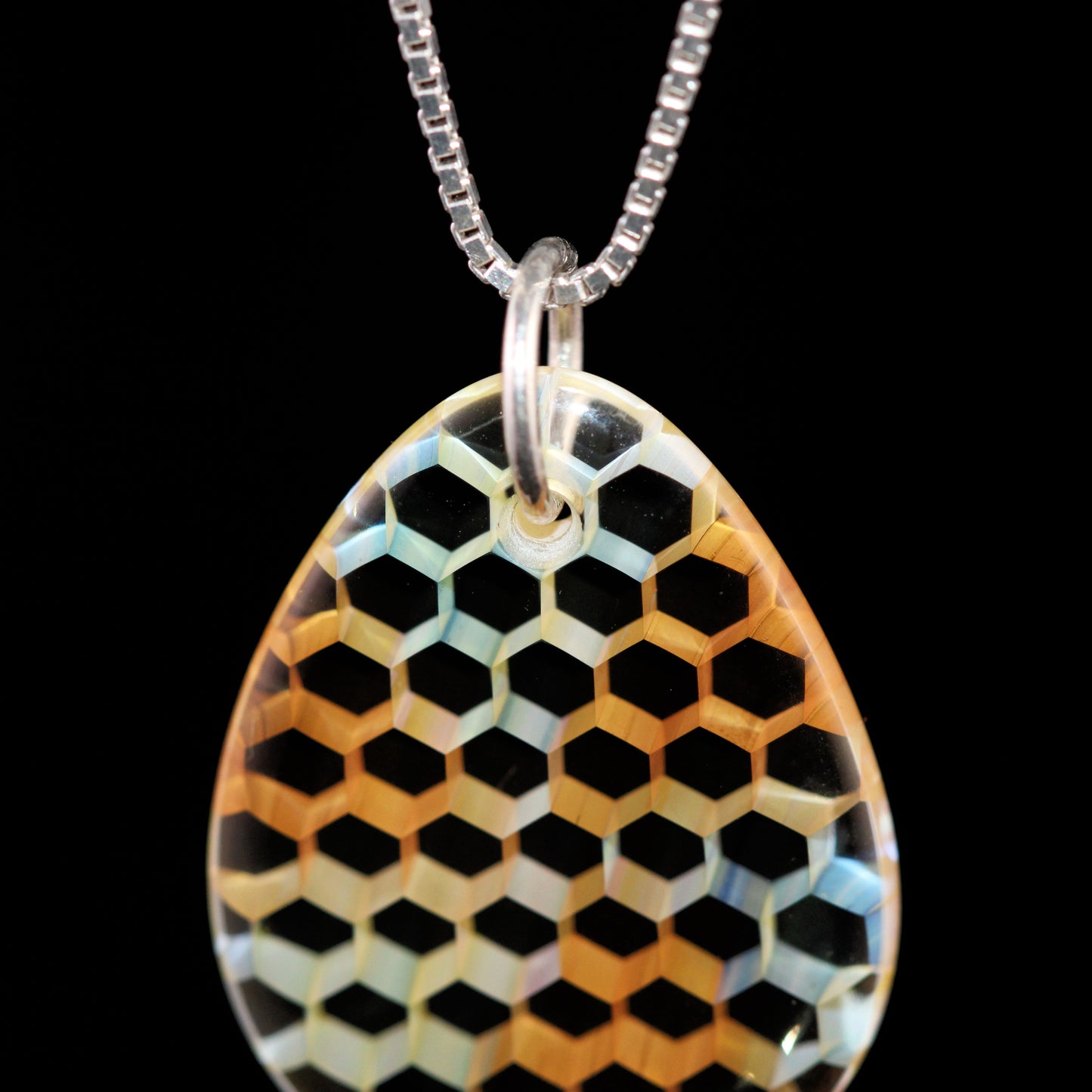 "Tessellation" Tear Drop Honeyglass Necklace