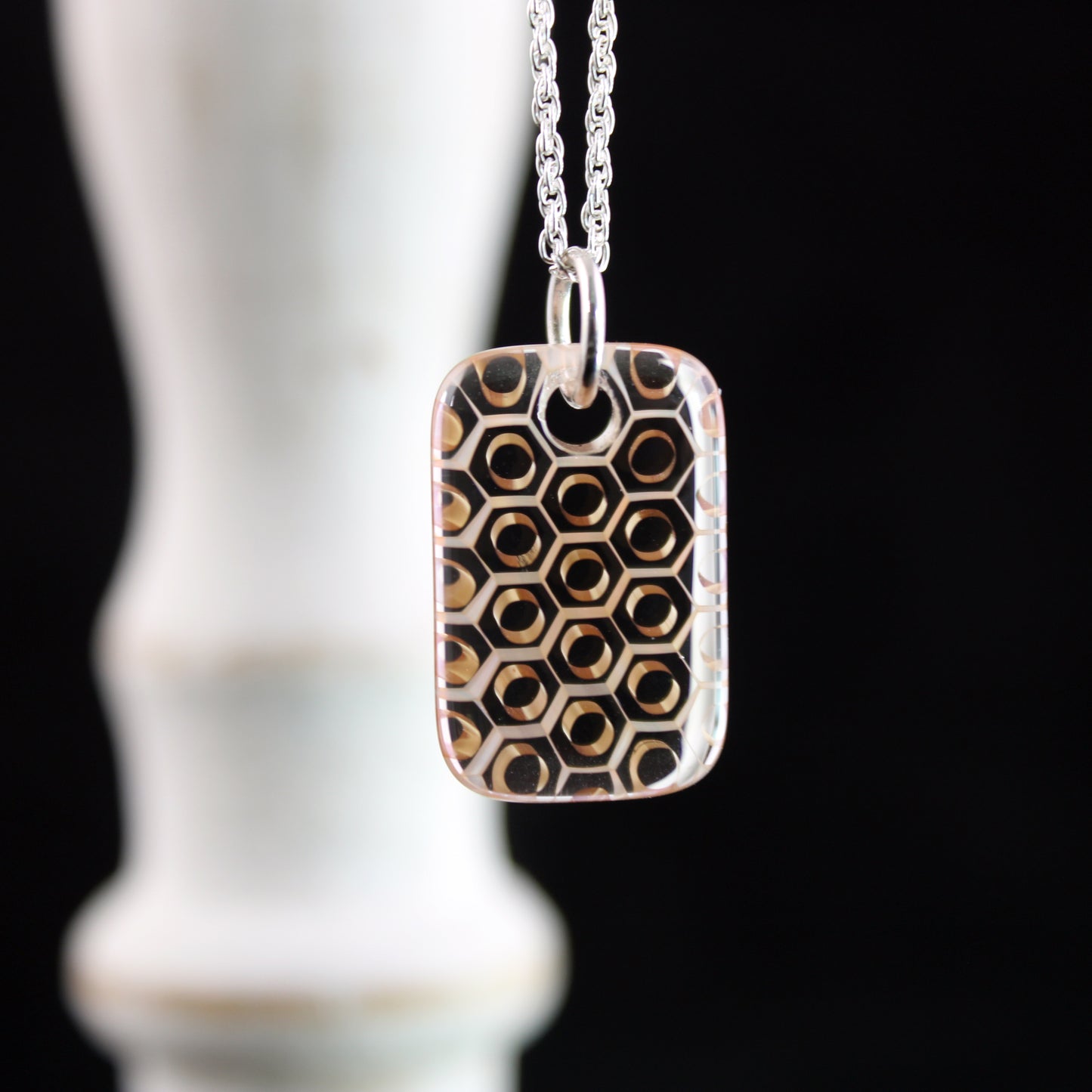"Silhouette" Rectangular Honeyglass Necklace
