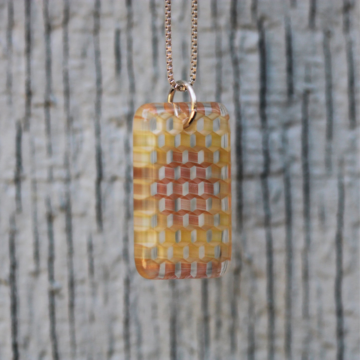 "Luminescence" Rectangular Honeyglass Necklace