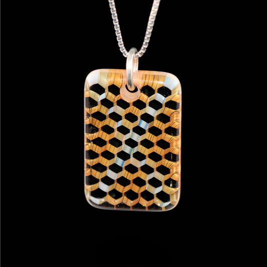 "Nexus" Rectangular Honeyglass Necklace