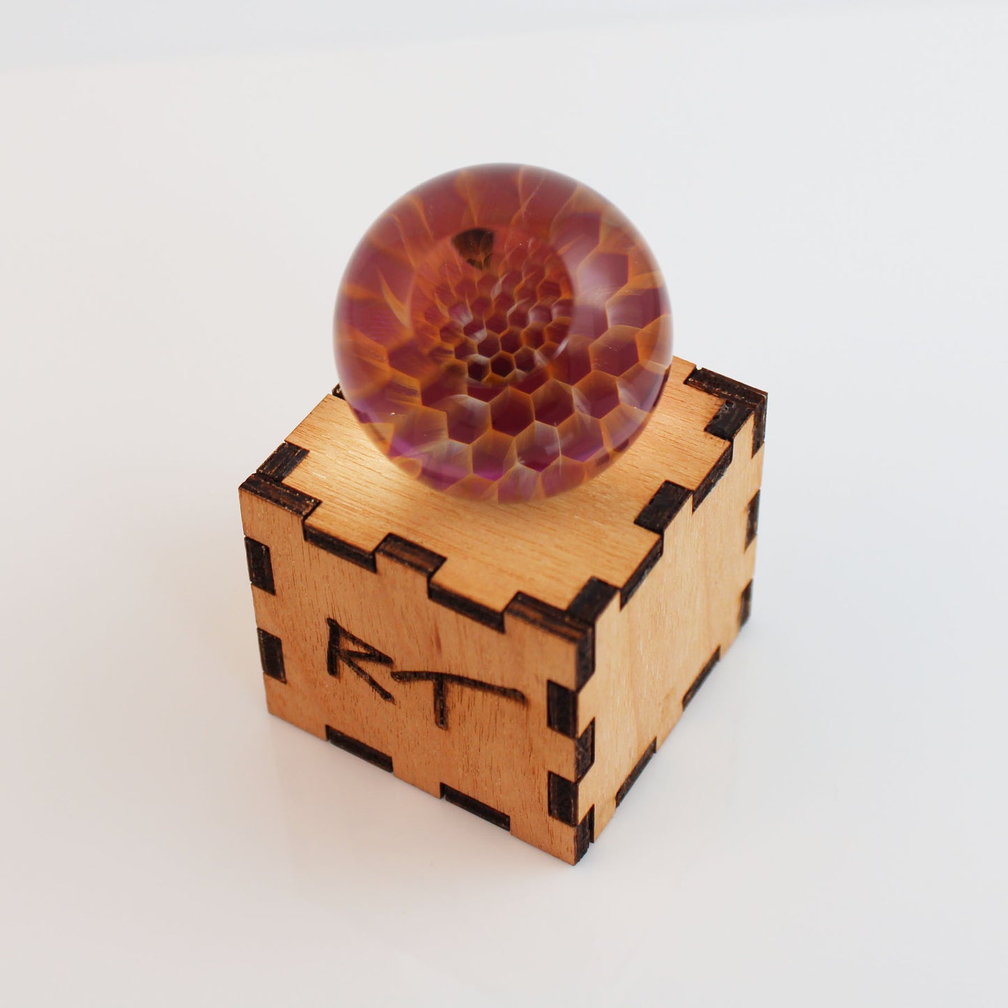 30mm Window MarblePure Honey with Gold Amethyst backing