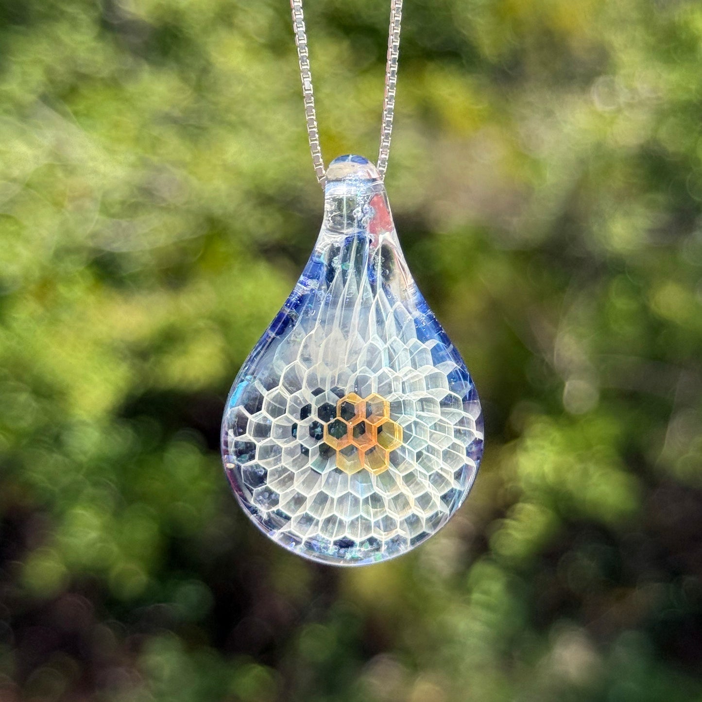 Honey Drop Pendant in Light Cobalt Blue