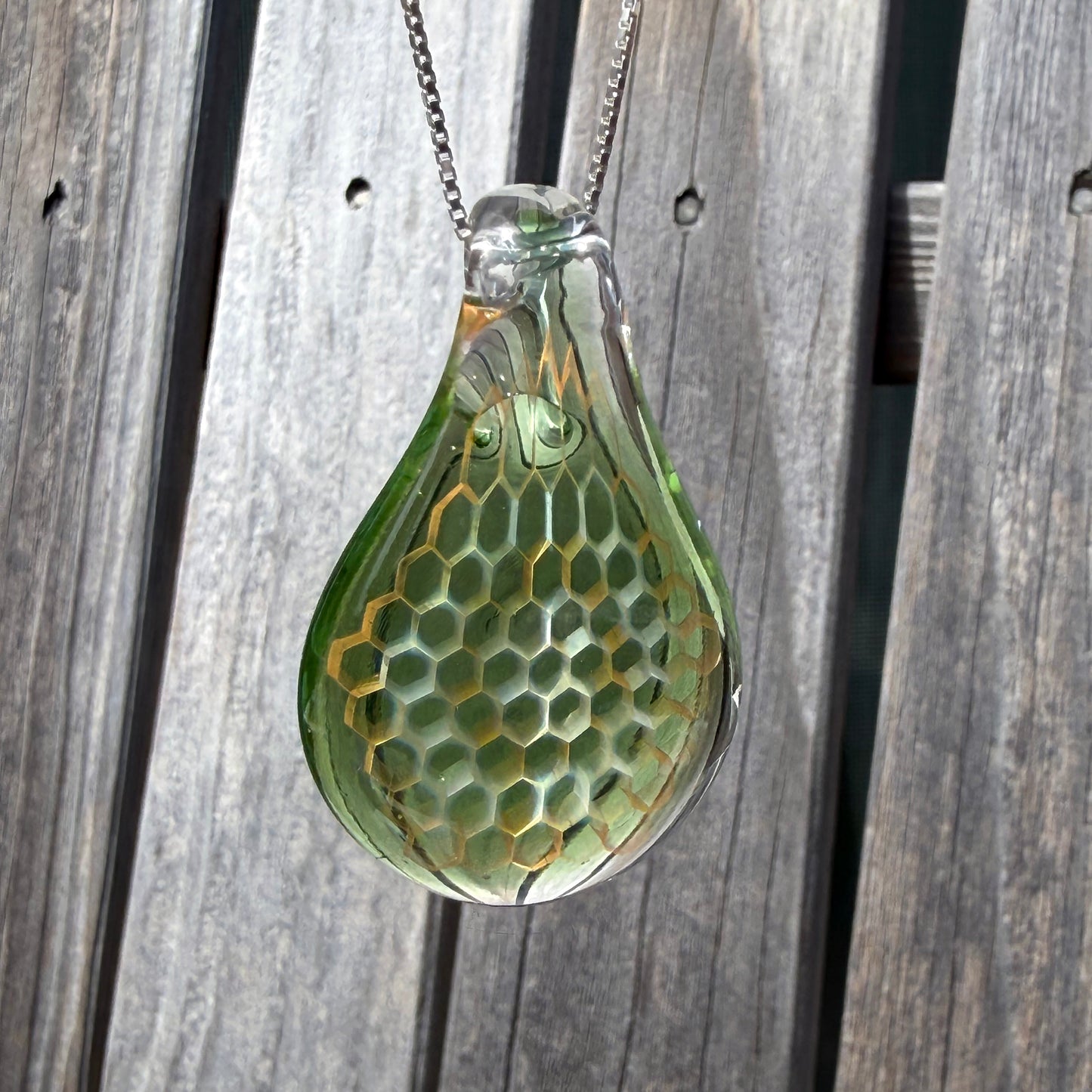 Honey Drop Pendant in Transparent Green