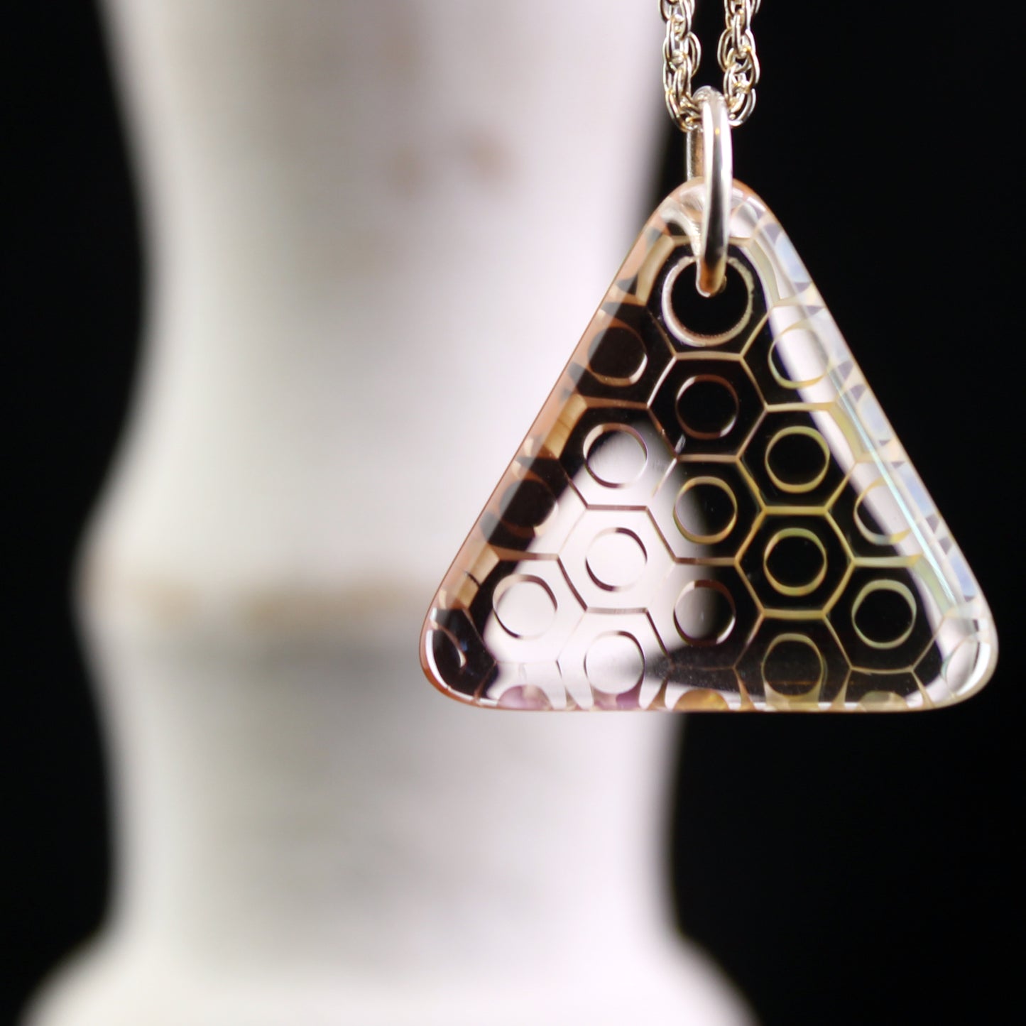"Duality" Triangular Honeyglass Necklace