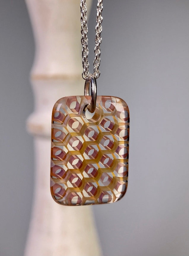 "Silhouette" Rectangular Honeyglass Necklace