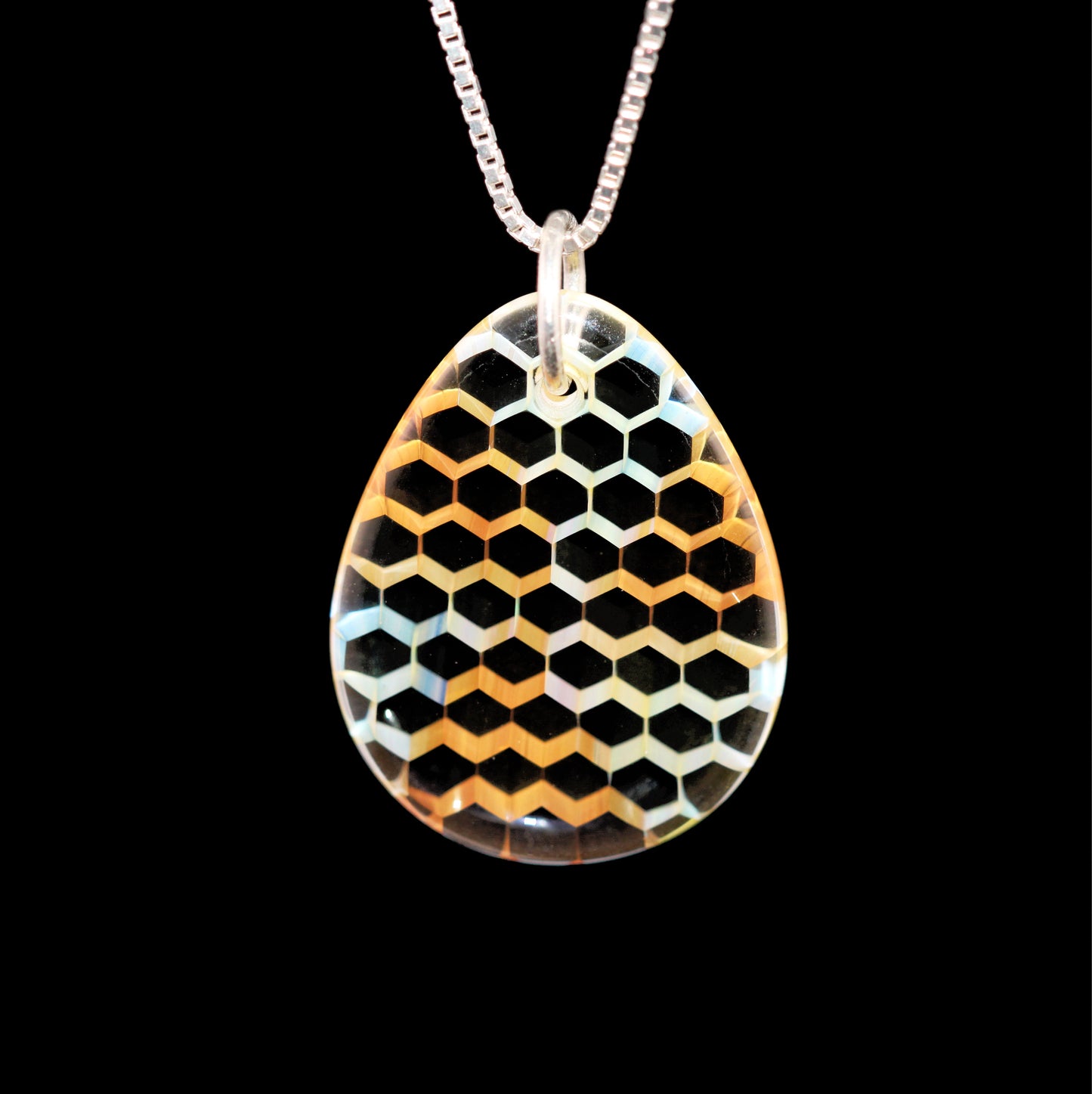 "Tessellation" Tear Drop Honeyglass Necklace